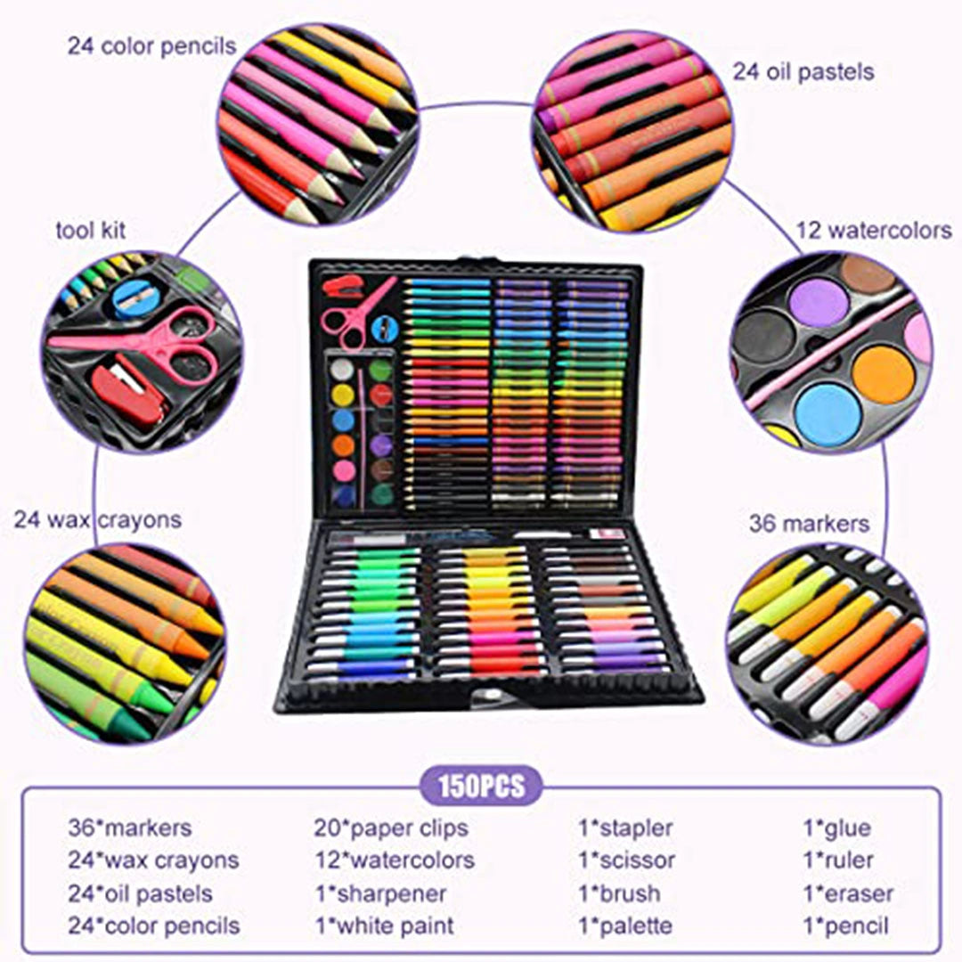 Colouring Kit Kids Art Set Stylish Artists Sketching & Painting Provides Sketch Coloring, Drawing, Painting
