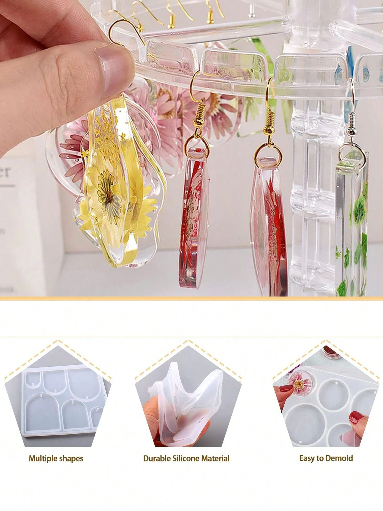 Resin Jewelry Mold, Silicone Mold With Holes, For Epoxy Resin Jewelry Casting, Can Be Used To Make Earrings, Pendants, Keychains And Other Jewelry, DIY Handmade - Mold for Resin Art