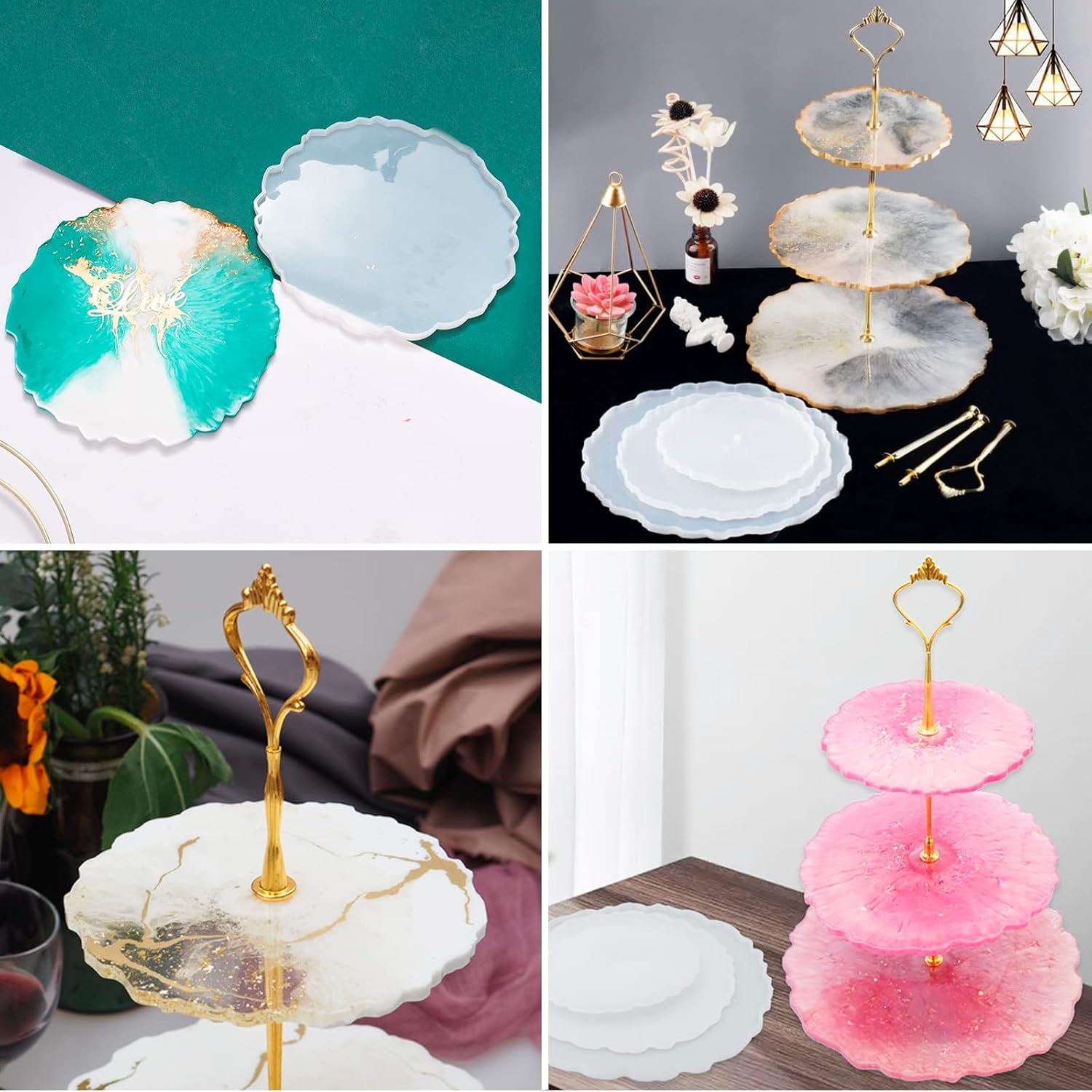 3 Tier Silicone Resin Mold for DIY Craft – Epoxy Coaster & Agate Casting Mold with/without Fittings | Premium Resin Art Supplies Resin Art