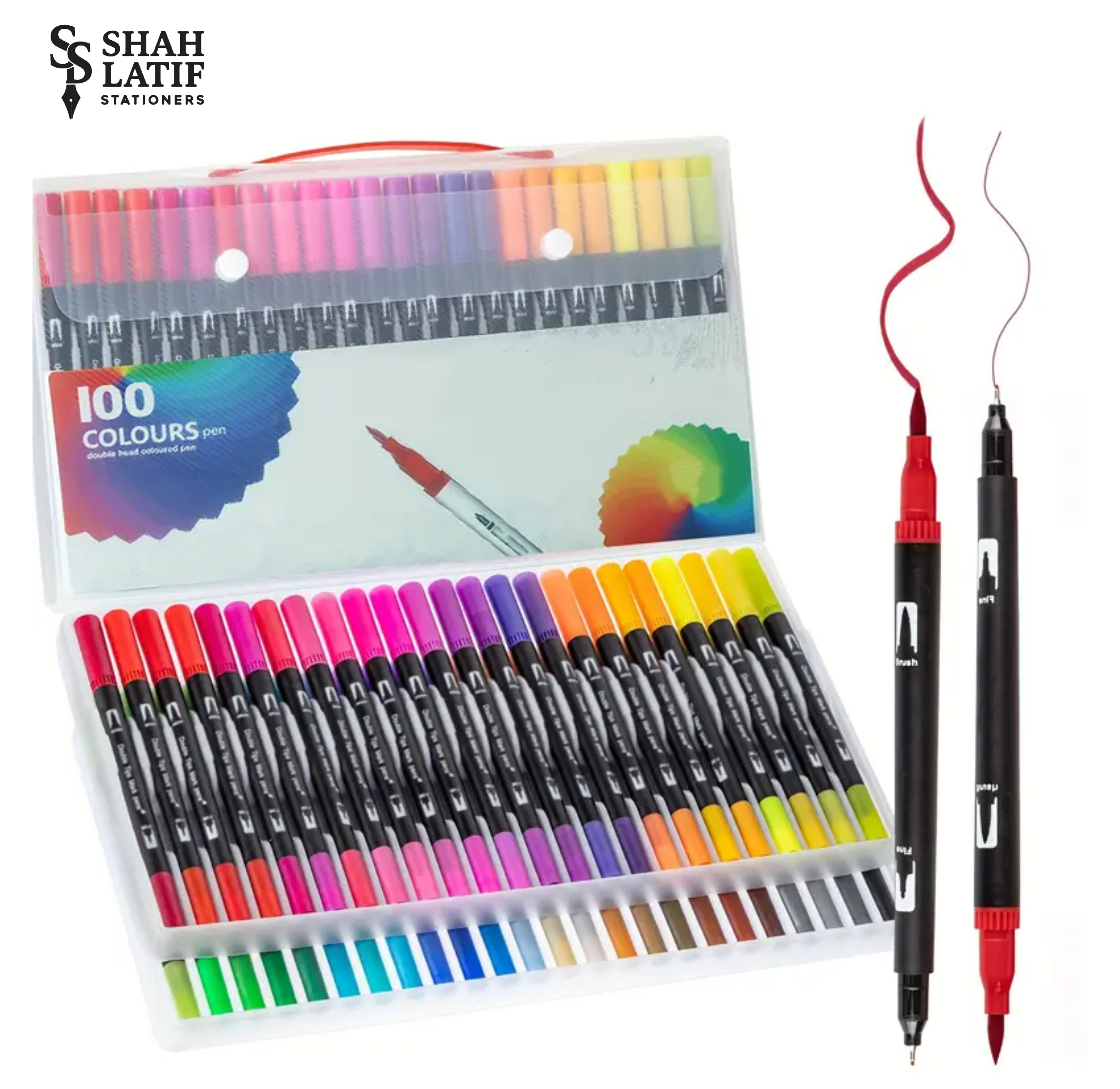100 pcs Dual Tip Brush Art Markers, Flexible Brush & Fine Tip, for Adult Coloring, Bullet Journaling, Sketching