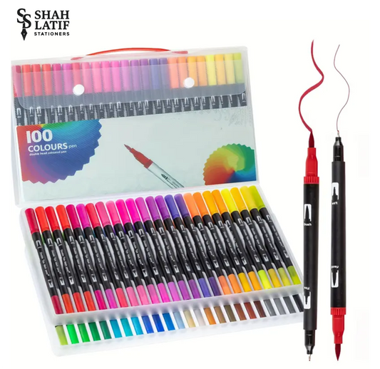 100 pcs Dual Tip Brush Art Markers, Flexible Brush & Fine Tip, for Adult Coloring, Bullet Journaling, Sketching