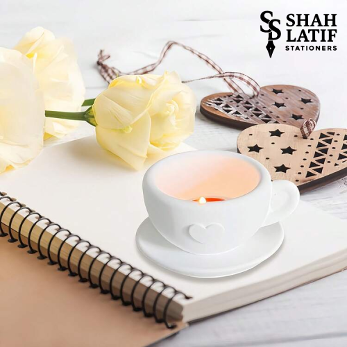 Handmade tea cup and saucer heart candle resin home decor