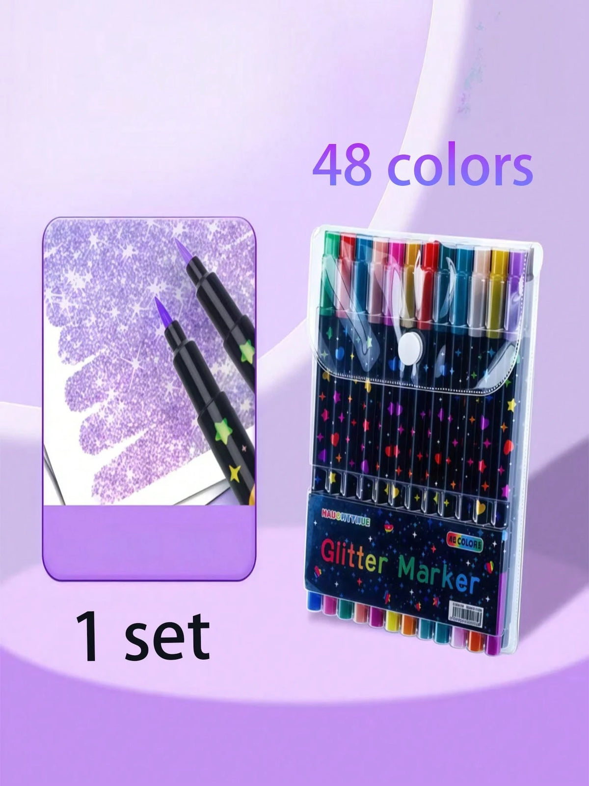 12/24 Colors Dual Tip Glitter Markers – Fine Tip Drawing Markers