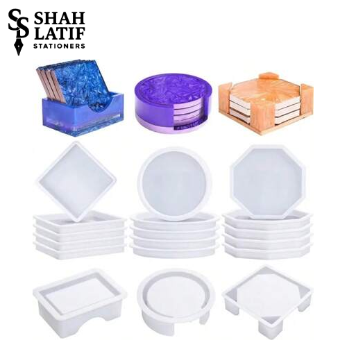 Coaster & Holder Silicone Mold Set – 9pcs (Square, Round & Octagon)