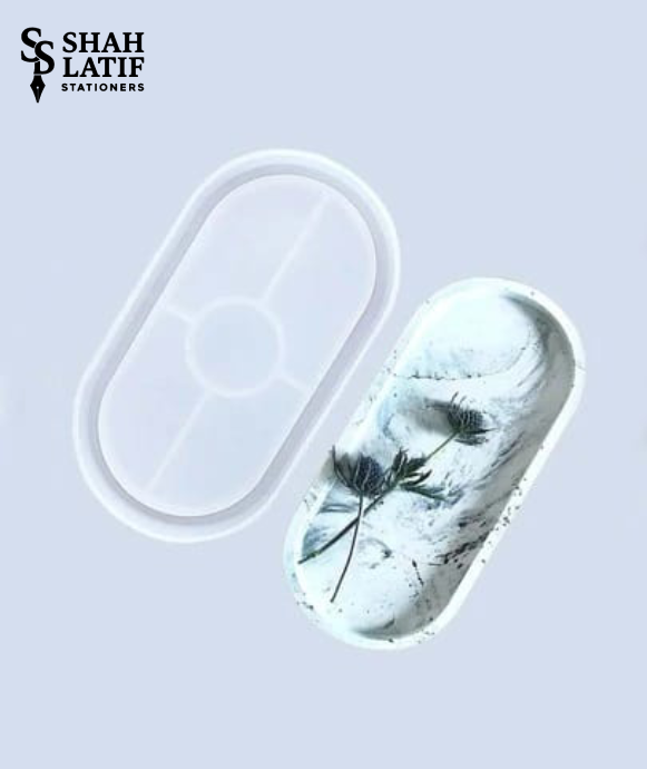 Oval pill tray silicone mold single with center divider for resin