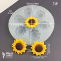 Mini sunflower 4 cavity silicone mold 9.9cm round 3.1cm each sunflower