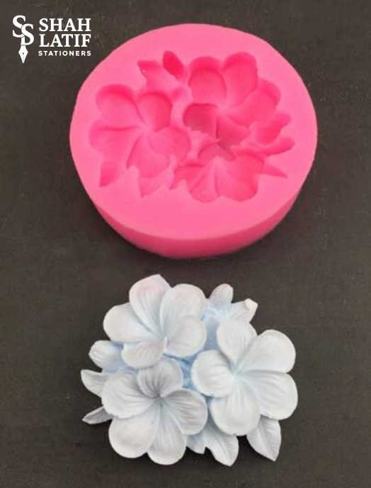 Pink plumeria frangipani flower cluster silicone mold multi-petal