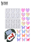 Heart and butterfly pendant silicone mold set 2 sheets 12 cavities total