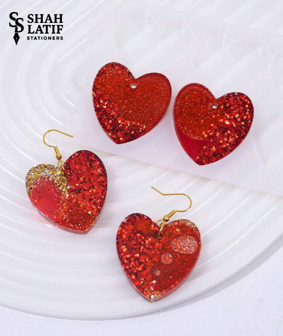 Large heart pendant and earring silicone mold for glitter resin jewelry