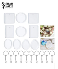 10 piece keychain silicone mold set multi-shape with 10 metal key rings