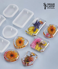 Pendant and keychain silicone mold kit 6 shapes with glitter vials and rings