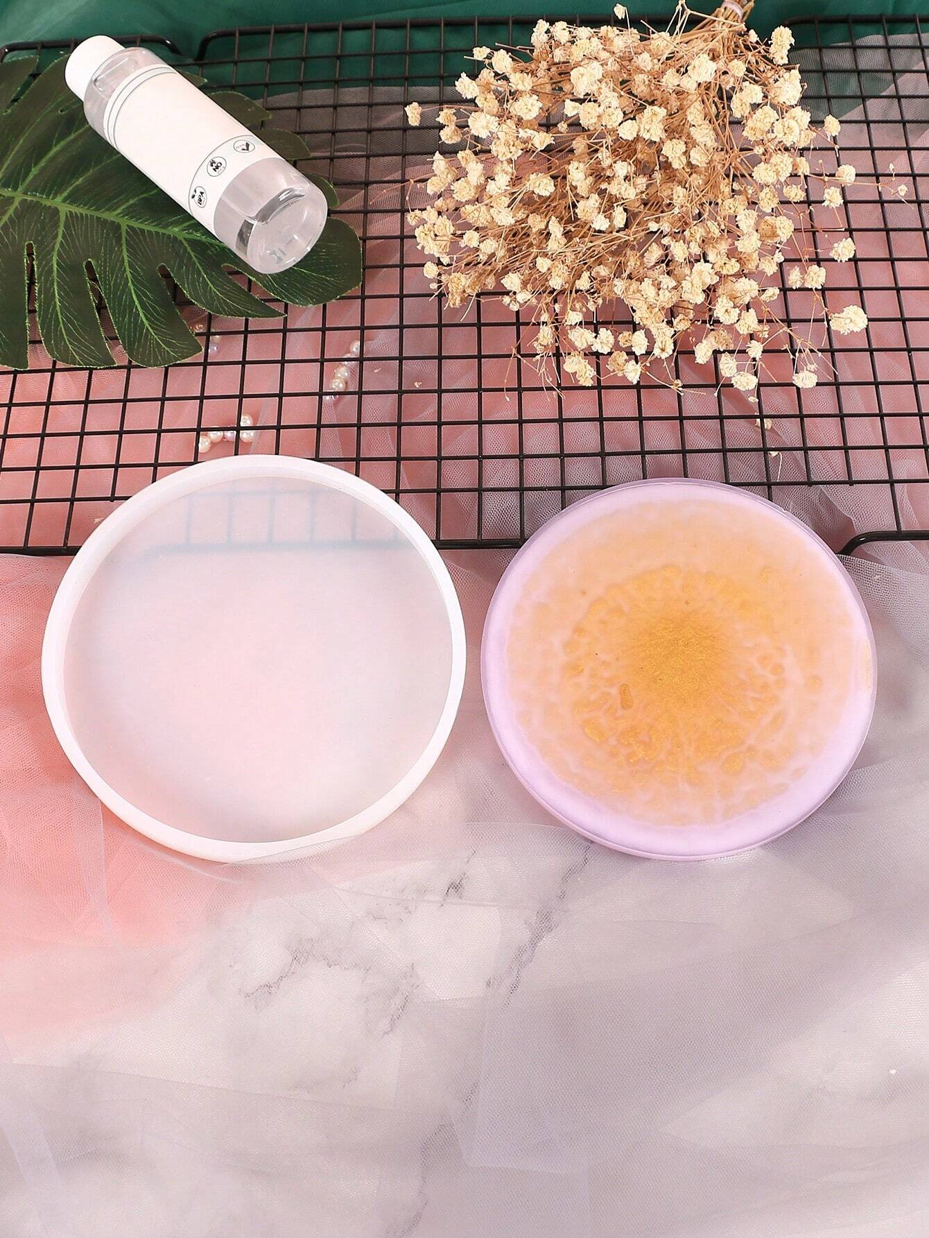 4PCS Silicone Clay Resin Mold Set – Epoxy DIY Molds for Coasters, Bowls & Candle Holders | Craft & Home Decor Supplies - Plate Mold for Resin Art