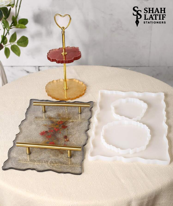 Large Resin Tray Mold And Coaster Molds for Resin Art Casting, Flower Shape Epoxy Resin Casting Molds for DIY, Home Decoration