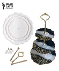 3-Tier Scalloped Cake Stand Silicone Mold Set – Gold Hardware Included
