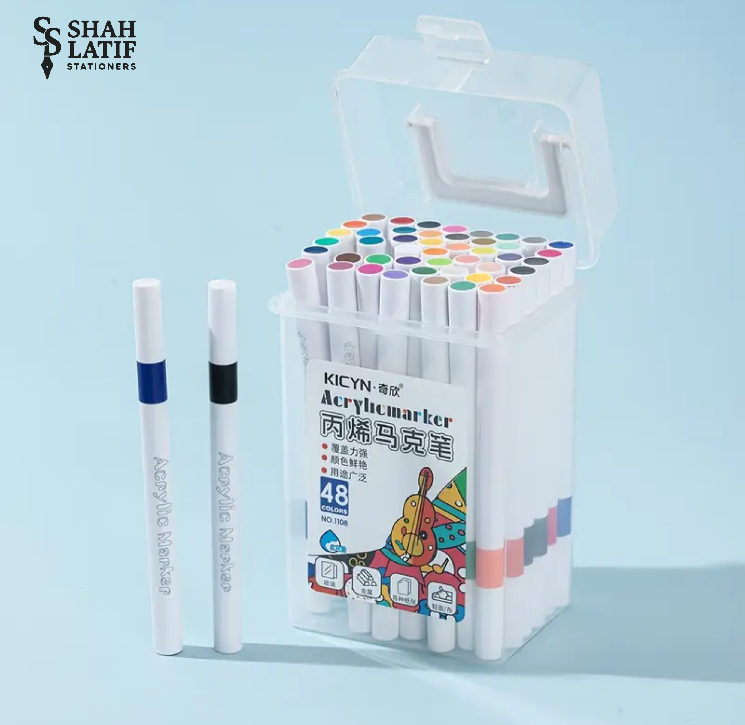 Acrylic Paint Marker Set, Portable Bucket Design, Art Supplies for Drawing, Painting, Marking, Coloring