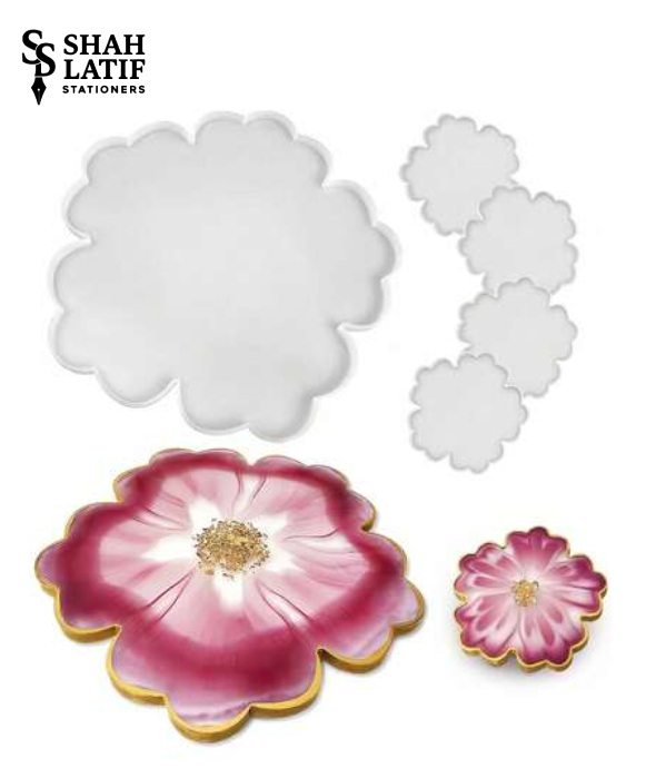 Flower petal coaster silicone mold set 1 large and 2 small 3 pieces