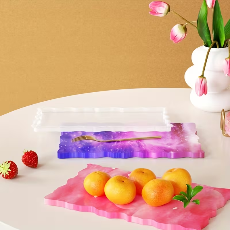 Large Resin Tray Mold And Coaster Molds for Resin Art Casting, Flower Shape Epoxy Resin Casting Molds for DIY, Home Decoration
