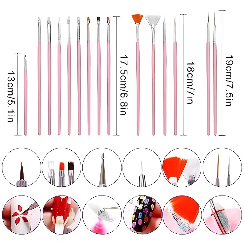 Paint Brushes Professional Quality Flat Tip Round Tip Angular Tip Fan Brushes Best For Artists 15 Pcs Nail Art Brushes