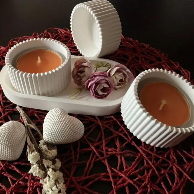 2pcs Silicone Resin Mold Set – Oval Tray & Striped Round Box