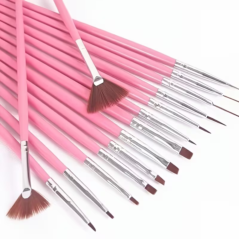 Paint Brushes Professional Quality Flat Tip Round Tip Angular Tip Fan Brushes Best For Artists 15 Pcs Nail Art Brushes