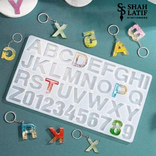 Full alphabet A-Z and numbers 0-9 keychain silicone mold sheet