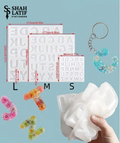 Bubble letter alphabet silicone mold 3 sizes S M L for resin keychains