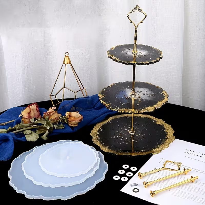3 Tier Silicone Resin Mold for DIY Craft – Epoxy Coaster & Agate Casting Mold with/without Fittings | Premium Resin Art Supplies Resin Art