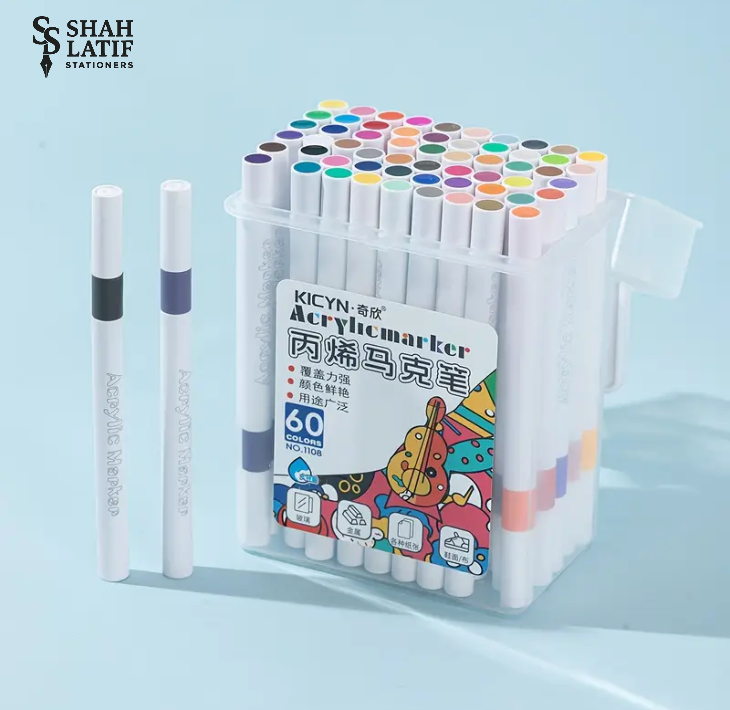 Acrylic Paint Marker Set, Portable Bucket Design, Art Supplies for Drawing, Painting, Marking, Coloring