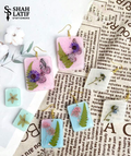 Square resin earring silicone mold pressed flower botanical style