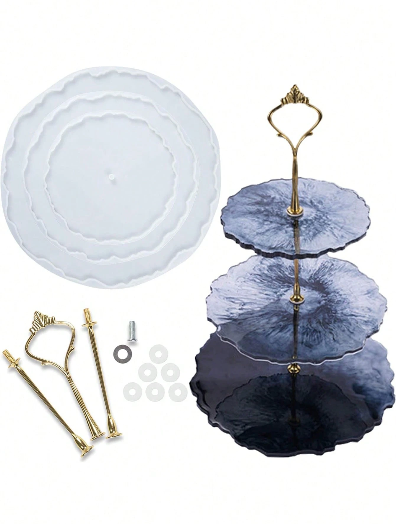 Large Resin Tray Mold And Coaster Molds for Resin Art Casting, Flower Shape Epoxy Resin Casting Molds for DIY, Home Decoration