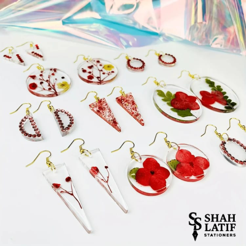 Mixed shape resin earring silicone mold collection 8 varieties pressed flower