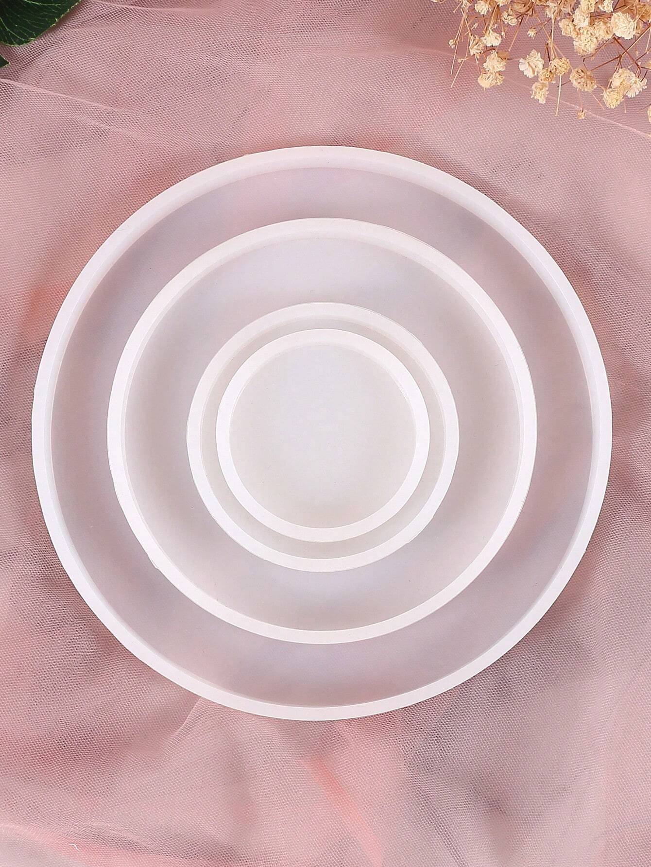 4PCS Silicone Clay Resin Mold Set – Epoxy DIY Molds for Coasters, Bowls & Candle Holders | Craft & Home Decor Supplies - Plate Mold for Resin Art