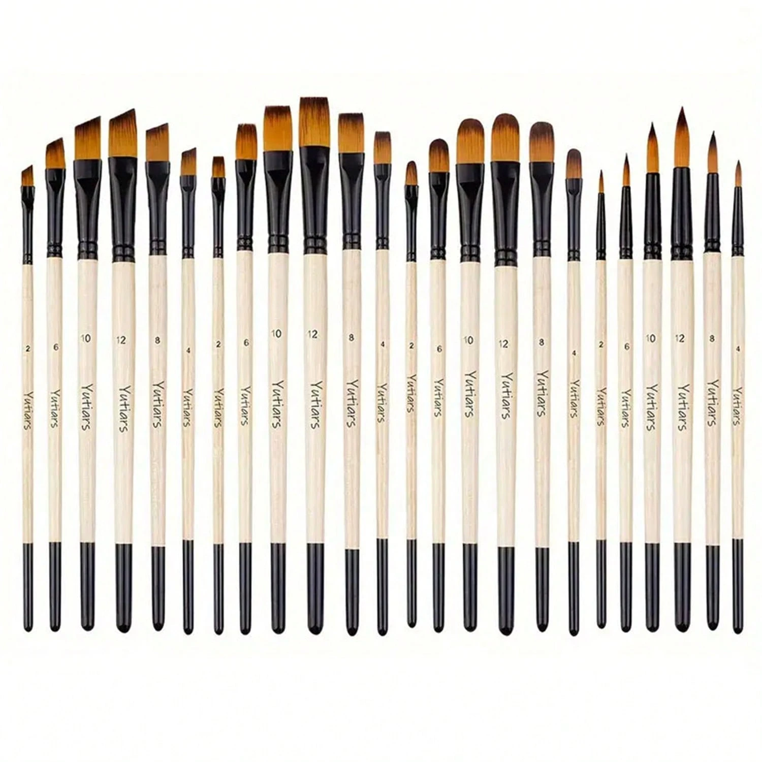 Pack of 12 Multi Shapes High Quality Nylon Professional Art Paint Brush Set Water Color Oil Acrylic Artist Paint Brush Set