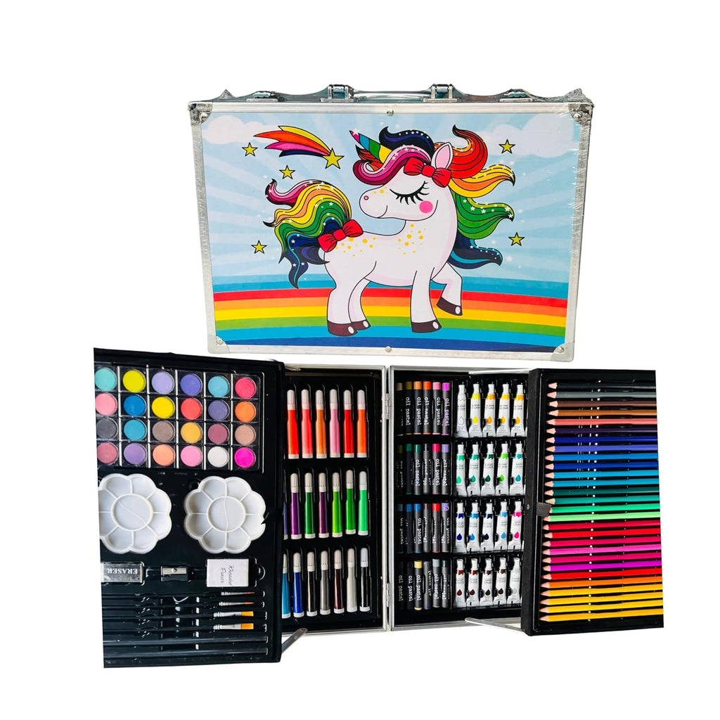 Unicorn - Space Frozen 145 Pcs Colouring Kit Kids Art Set Stylish Artists Sketching & Painting Provides Sketch Coloring, Drawing, Painting with Unicorn Aluminum Box