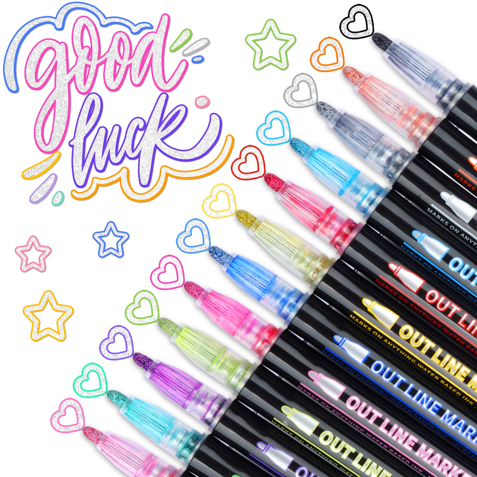 48 - 8 Colors Double Line Outline Markers