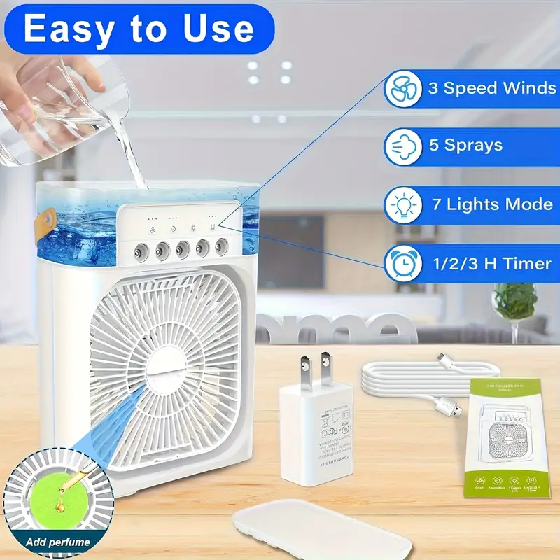 Large White Color Portable Air Conditioner Fan Mist Fan , Mini Evaporative Air Cooler