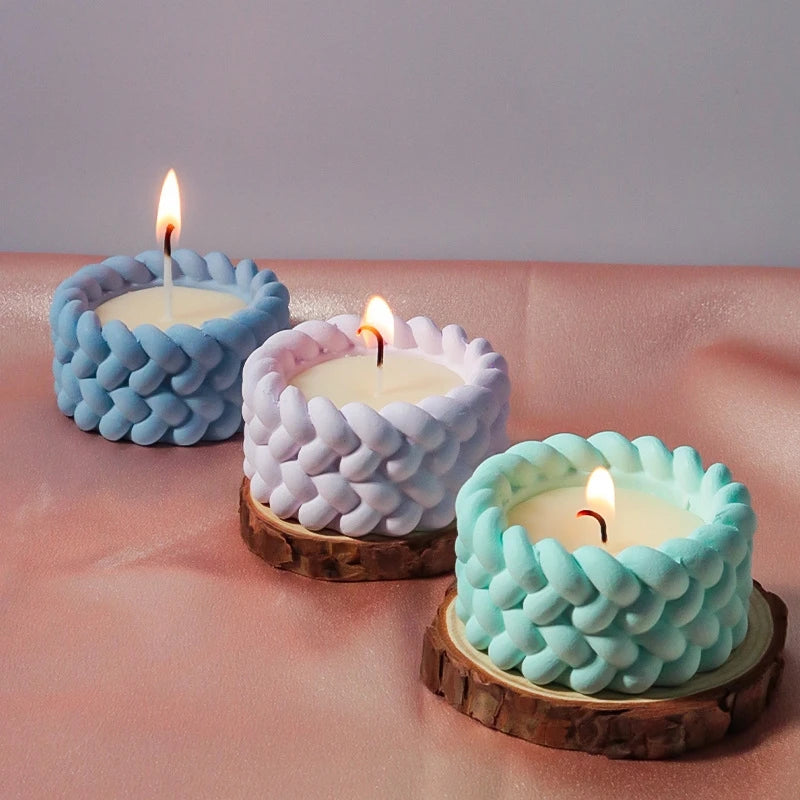 Braided Knit Texture Candle Silicone Mold – Round