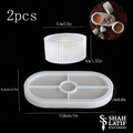 2pcs Silicone Resin Mold Set – Oval Tray & Striped Round Box