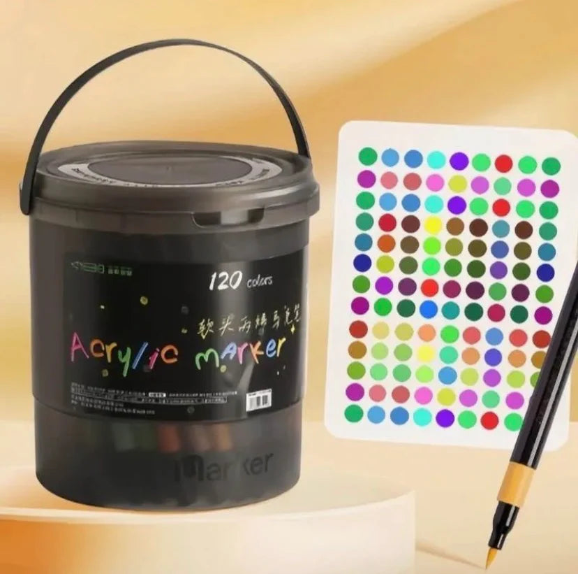 Acrylic Paint Markers for Adults & Kids 120 80 60 48 36 24 12 colours – Fine Tip, Washable, for Rock, Wood, Glass, Fabric & Ceramic Crafts - Black Case Pack