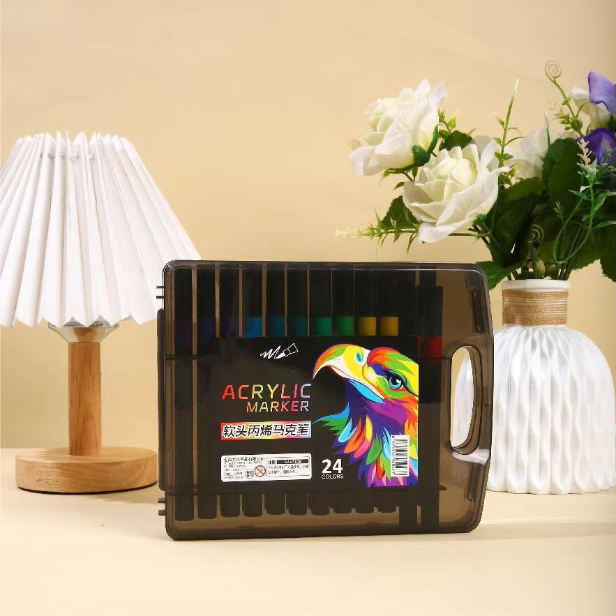 Acrylic Paint Markers Set – Fine Tip & Medium Point, Permanent & Washable Ink – Ideal for Rock, Wood, Glass, Fabric, Ceramic, Stone – Art Supplies for Professionals & DIY Crafts, Gift-Ready