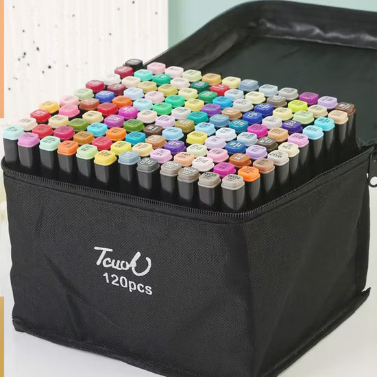 Ohuhu Markers Dual Tip Sketch Markers Set – Fine & Broad Tip Art Pens for Kids & Adults, Coloring & Drawing Supplies Alcohol-Based Marker Set