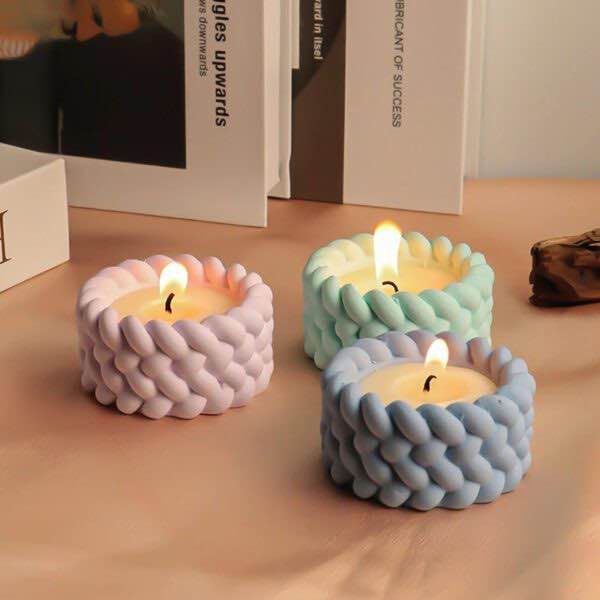 Braided Knit Texture Candle Silicone Mold – Round