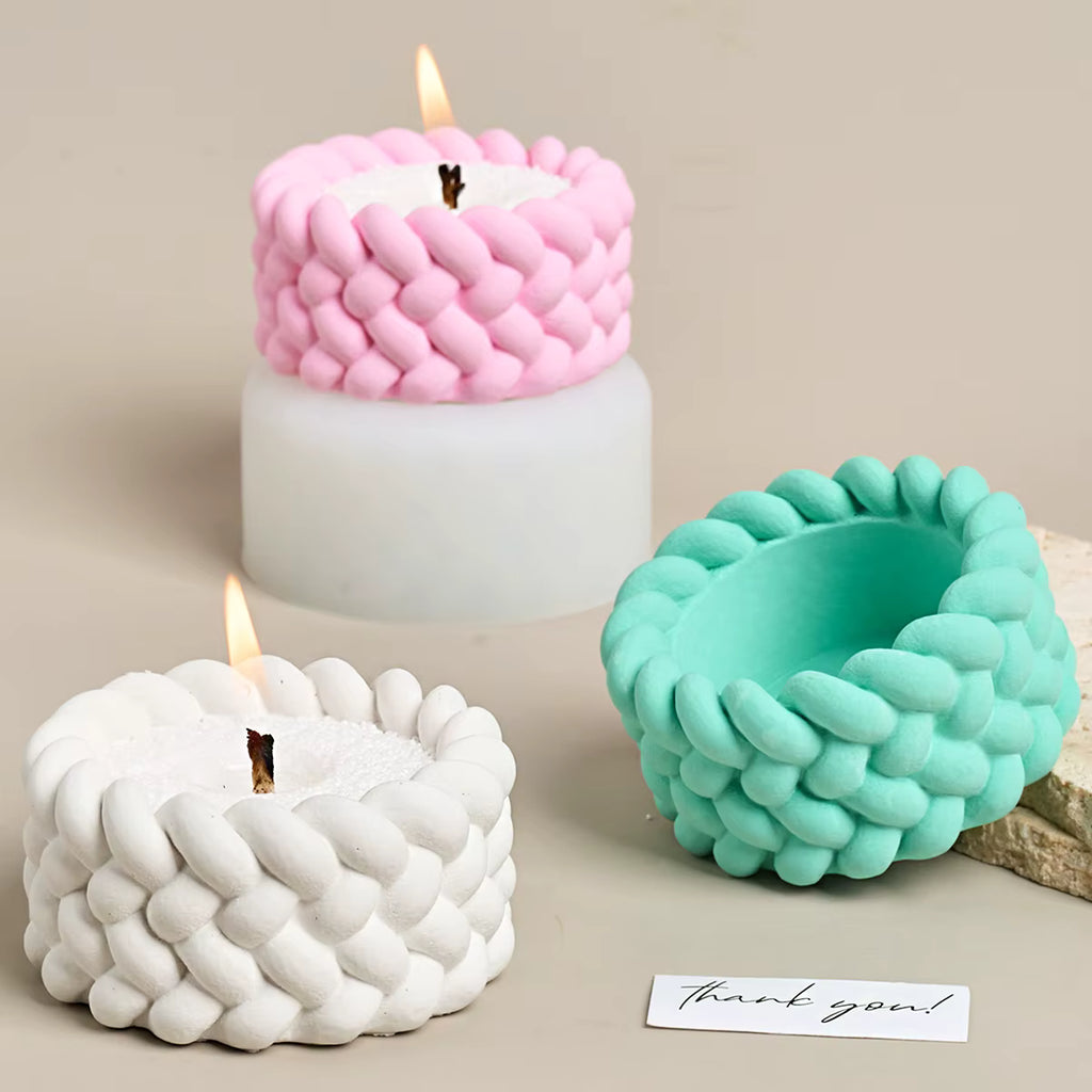 Braided Knit Texture Candle Silicone Mold – Round