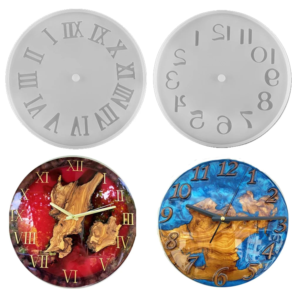 Arabic Numerals Clock Face Silicone Mold – Round Resin Wall Clock
