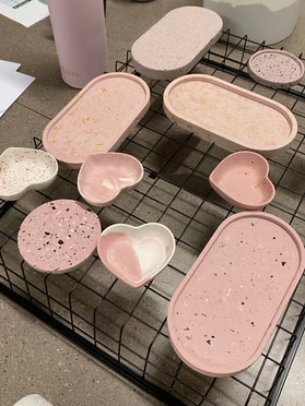 Striped Jar with Lid & Heart Dish Silicone Mold Set