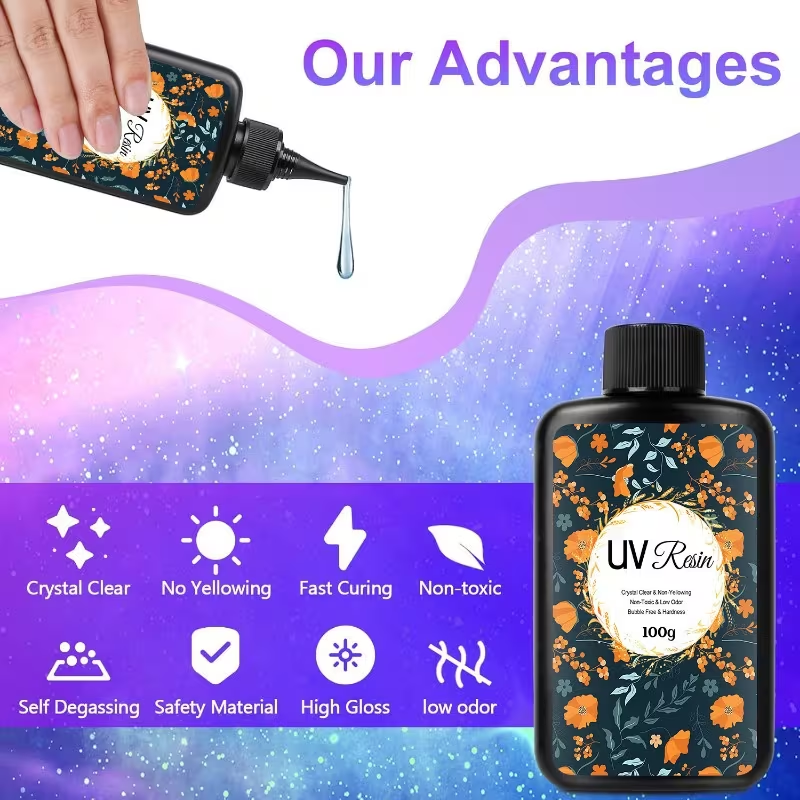 10/15/25/60/100/200g UV Resin Hard Glue Transparent LED DIY Tools UV Resin Crystal Clear Ultraviolet Fast Curing For Jewelry Making, Craft Decoration