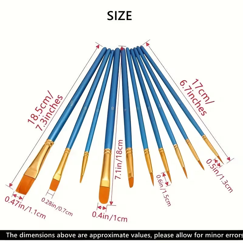 12 pcs M High Quality Nylon Professional Paint Brush Set