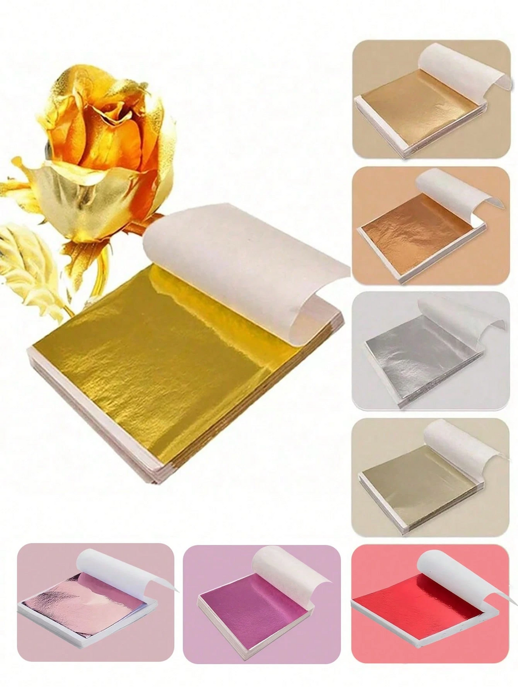 Gold Foil Leaf for DIYs, Slime, Resin, Gilding, Scrapbooking, Gilding, Framing, Nail Art, Cake Decoration, Handcraft Foil, Art & Craft Gold Foil Paper for Arts Crafts Paintings