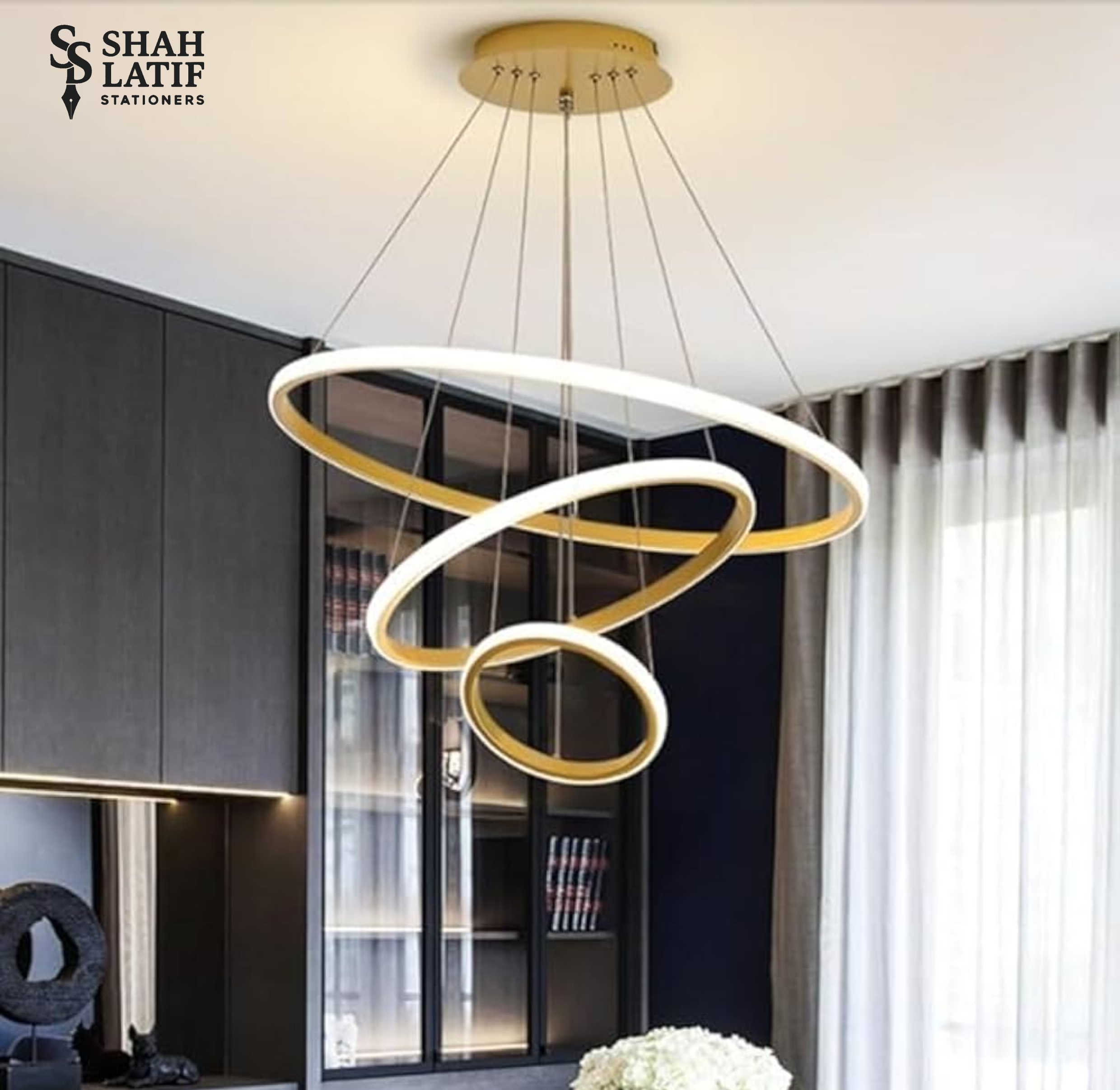 Modern Golden Ring Celling Lamp LED Ring Chandelier Three Colors Modern Ring Chandelier