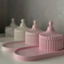 Striped Jar with Lid & Heart Dish Silicone Mold Set